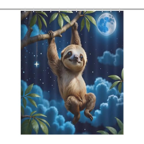 Rideau de douche paresseux en polyester imperméable 152x183 cm - 7