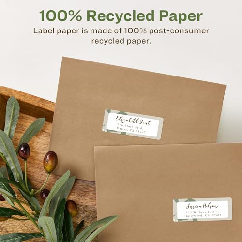 Image of Avery EcoFriendly Recycled Address Labels, 1 inch x 2-5 /8 inch, White, Permanent Label Adhesive, 300 Printable Labels (48860) (Pack of 5)