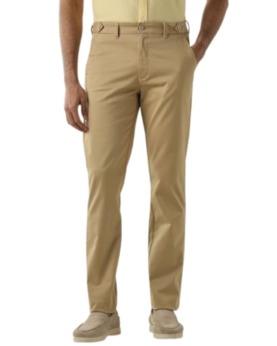 reid & taylor Men's Plain Cotton Stretch Regular Fit Casual Trousers- (Brown 30)-picture-25