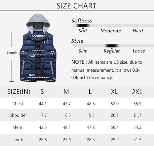 Vcansion Men'S Hooded Puffer Vest Thicken Padded Jacket Quilted Sleeveless Winter Warm Coats Blue Us M thumb #6