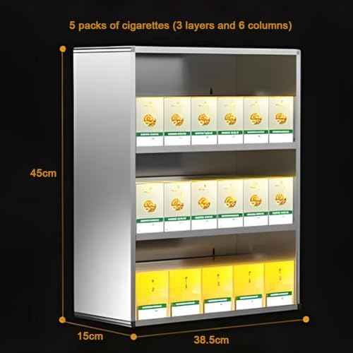 Wall-Mounted Cigarette Dispenser - Aluminum Multi-Tier Rack for Retail & Markets - Space-Saving, Sleek Silver Design, 38.5x15x45cm - Perfect for Organized Displays