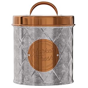 Amici Home Bristol Storage Canister Metal Can, 52 Fluid Ounces, Galvanized and Copper