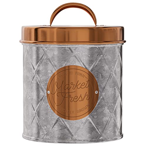 Amici Home Bristol Storage Canister Metal Can, 52 Fluid Ounces, Galvanized and Copper