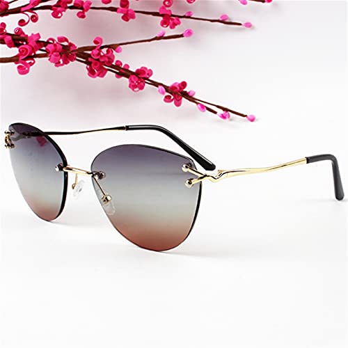 JIANCHEN Oulylan Metal Trimming Sunglasses Women Trendy Rimless Cat Eye Sun Glasss Vintage Female Gradient Shades Blue Tea Eyewear UV400 (Color : 4) JIANCHEN Oulylan Metal Trimming Sunglasses Women Trendy Rimless Cat Eye Sun Glasss Vintage Female Gradient Shades Blue Tea Eyewear UV400 (Color : 4)