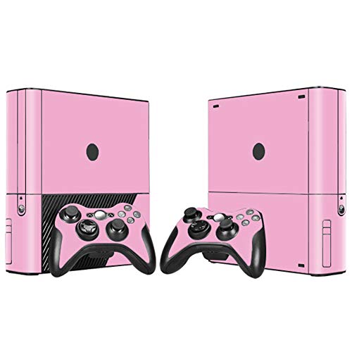 SKINOWN Skin Sticker Vinyl Decal Cover for Xbox 360 E Console and Remote Controllers Pure Pink