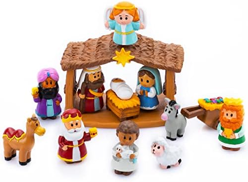 JOYIN Juego de 13 piezas de Belén de Navidad, juguetes en miniatu...