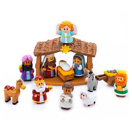 Juego de 13 piezas de Belén de Navidad, juguetes en miniatura de Reenact, escena de pesebre de Navidad para niños, regalo, decoraciones de Navidad