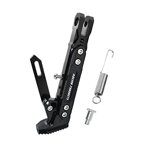 Adsspro Universal Motorcycle Kickstand Accessories Motor Scooter Modified CNC Aluminum Alloy Adjustable Tripod Holder Kickstand Foot Side Support Stand Motor Scooter Motorbike Motocross Dit Pit Bike