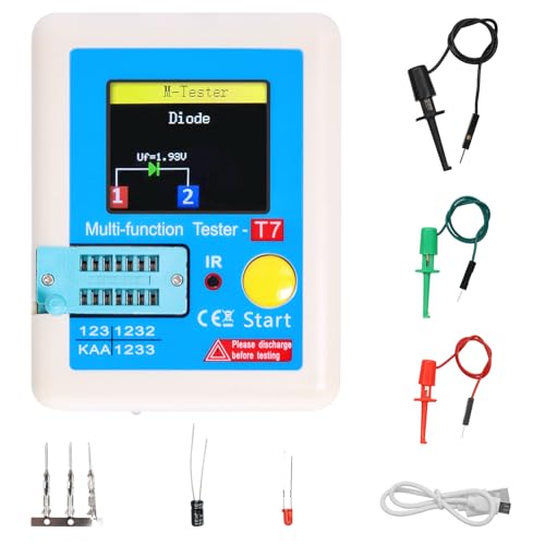 LCR-T7 Testeur de transistors avec écran couleur TFT AYWHP LCR-TC7 Mètre de transistor pour diodes, triodes, condensateurs, NPN, PNP, MOSFET IR