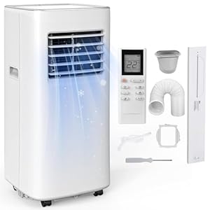 8500 BTU Portable Air Conditioners Cool Up to 360 Sq.Ft,3 IN 1 portable ac unit with Remote Control/LED Display/24Hrs Timer/Window Installation Kit & Screwdriver,White