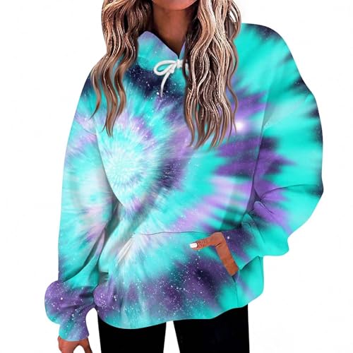 Oversized Hoodies for Women Trendy Fall Fashion Tie Dye Y2K Hoodie Cute Loose Fit Preppy Sweatshirt with Pocket