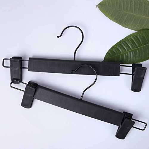 Image of NORTHERN BROTHERS 30 Pack Plastic Pants Hangers with Clips, Adjustable Non-Slip Skirt Hangers for Women, Closet Hangers for Trousers & Shorts, Black