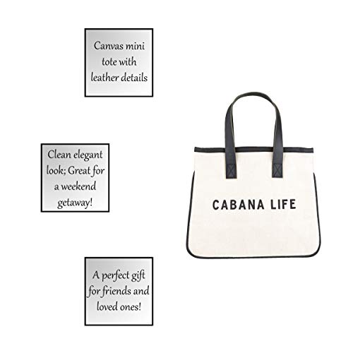 Image of Santa Barbara Design Studio Hold Everything Tote, Black /White 100% Cotton Canvas, Genuine Leather Handles, Mini