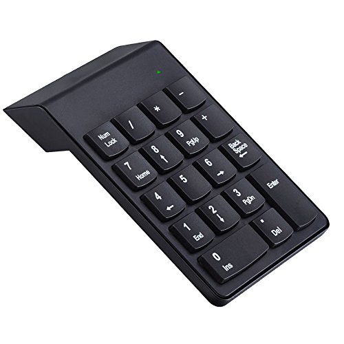 Vococal 18-key Ultra delgado silencio Wireless Bluetooth 2,4 gHz teclado numérico teclado con USB receptor Bluetooth para PC portátil Tablet Negro Cover