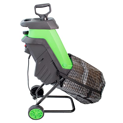 Foto von Profeco Elektro Gartenhäcksler, Messerhäcksler Leise, Kraftvoll, 50L Fangsack, robustes Fahrgestell, 2000W, große Trichteröffnung, 45 mm max. Astdicke