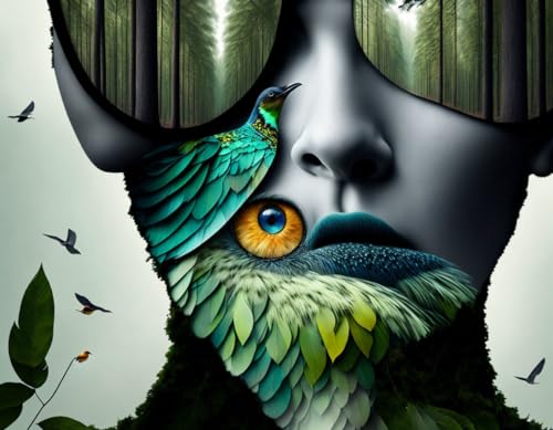 Toile murale forêt et oiseaux Meechi pour habiller un mur vide avec élégance 50x70