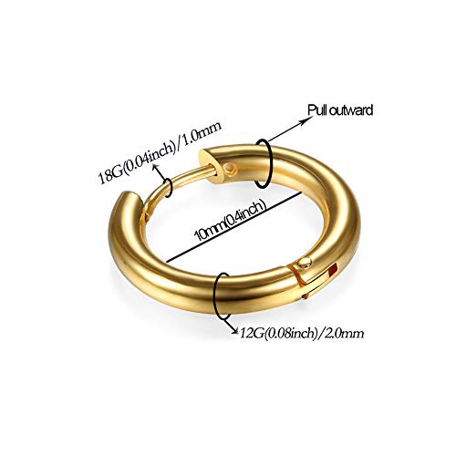 Image of 316L Surgical Stainless Steel Huggie Hoop Earrings 6mm 8mm 10mm 11mm 12mm 14mm Hypoallergenic Earrings Hoop Cartilage Helix Lobes Hinged Sleeper Earrings For Men Women