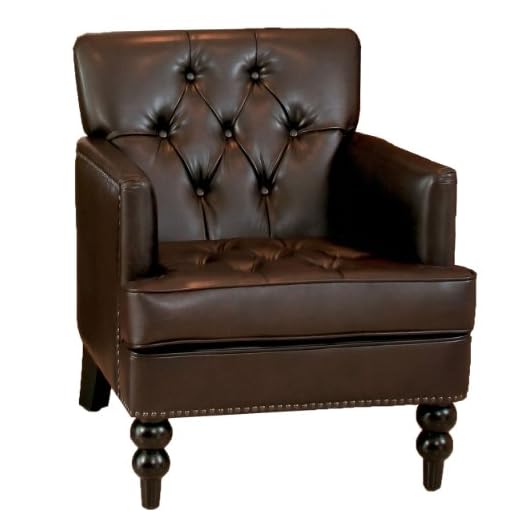 Christopher Knight Home Malone Leather Club Chair, Brown 28D x 29.5W x 33.5H Inch