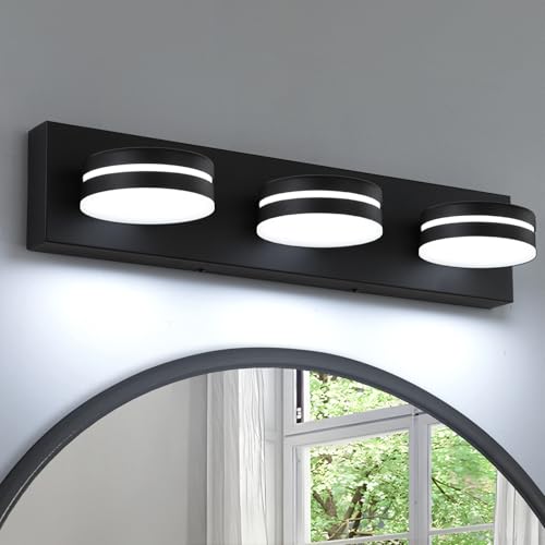 Bicrink 3-Light Bathroom Vanity Light Over Mirror, (24inch Dimmable) Matte Black LED Vanity Lighting...