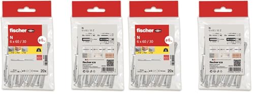 fischer - Tacos y tornillos de golpe N 6x60, tacos hormigón, Bolsa 20 uds (Paquete de 2)