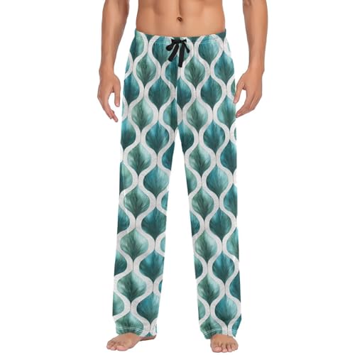 Green Palm Leaves Men’s Pajama Bottoms Comfortable Relax Fit Lounge Pants3