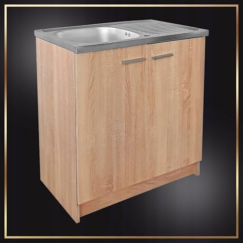 Armoire de cuisine 80 cm compacte contre le manque d'espace avec siphon adaptable