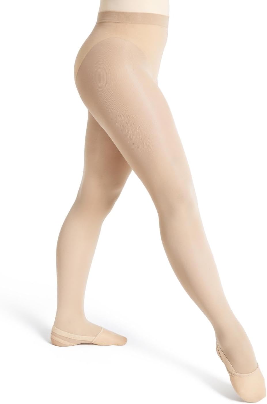 Capezio Ultra Soft Self Knit Waistband Transition Tight, Nude, Small/Medium