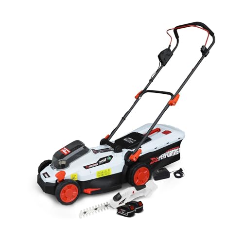 Tondeuse à Gazon et Cisaille de Jardin sur Batterie - X-Performer XPTDE3320LI / XPCSTH20LI - 2 Batteries 4Ah et Chargeur