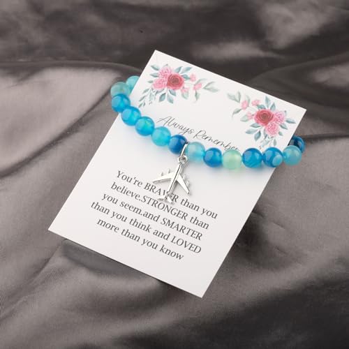 Image of WSNANG Airplane Charm Bracelet Pilot Gift Flight Attendant Graduation Jewelry Aviation Crew Gifts for Aviation Traveler