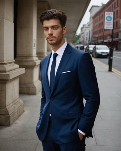 Mens 2 Piece Suit, Slim Fit Suits for Men Wedding Formal Business Party Prom Mens Tuxedo Suit Set Jacket Pants4