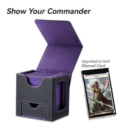 Miniatura 2 de Mage Tech Caja De Mazos Commander Para Mtg - Diseño Patentado, Exhibición De Commander, Apta Para 100 Cartas Con Doble Funda, Soporte Magnético De Cartas De 35pt Bandeja Para Dados - Negro Y Morado