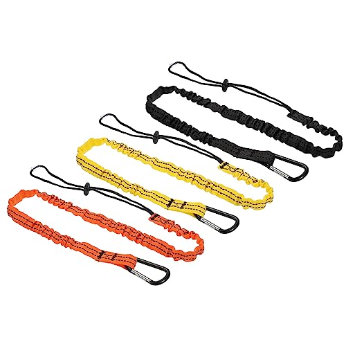 Image of PATIKIL Tool Lanyard with D Hook, 3 Pack 43 Inch Safety Tool Leash for Fall Protection, Orange Black Yellow