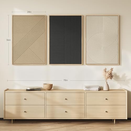 Framed 3D Textured Boho Abstract Wall Art for Living Room, Large 3 Piece Modern Neutral Minimalist Artworks, Black and Beige Geometric Sandstone Prints for Entryway Hallway Office Wall Decor, 24x36 In by mxart - Image 7