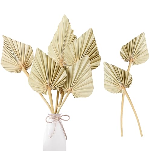Sggvecsy Boho Dried Palm Leaves - 20 Pieces, 14.2'' Natural Palm Spears & Fans for Flower Bouquet, Boho Wedding, Home Party, Kitchen Vase & Farmhouse Table Arrangements