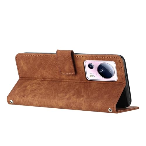 Étui Xiaomi 13 Lite marron clapet flip case avec porte-carte - 4