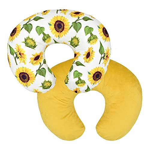 Image of BxuanW Nursing Pillow Cover Stretchy Pillow Slipcovers for Breastfeeding Moms Two-Sided Design (Sunflower)