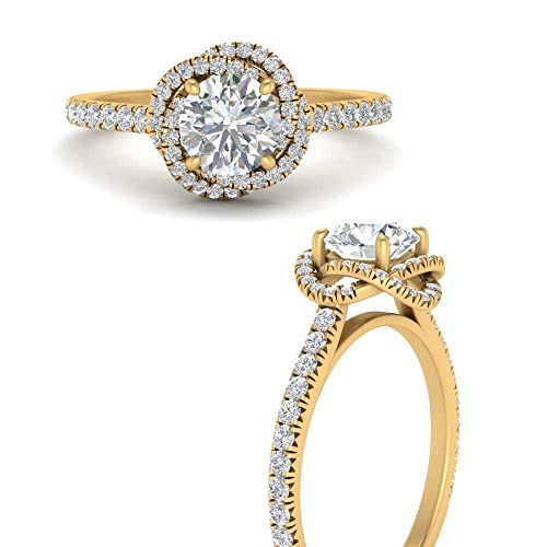 Image of 55Carat Choose Your Gemstone Flower Diamond CZ Ring Yellow Gold Plated Round Shape Halo Engagement Rings Everyday Jewelry Wedding Jewelry Handmade Gifts for Wife US Size 4 to 12