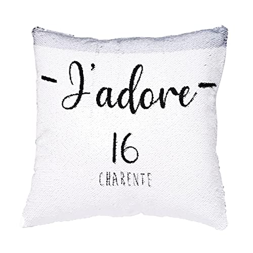 Coussin housse sequin bleu Charente 16 paillettes déco