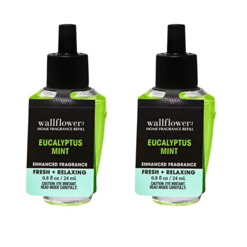 Bath & Body Eucalyptus Mint Fragrance Wallflowers Refill 2-Pack, 1.6 fl oz / 48 mL Total (Packaging Label Artwork Styles May Vary)
