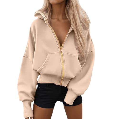 Sweat à capuche zippé avec grande poche avant et manches longues