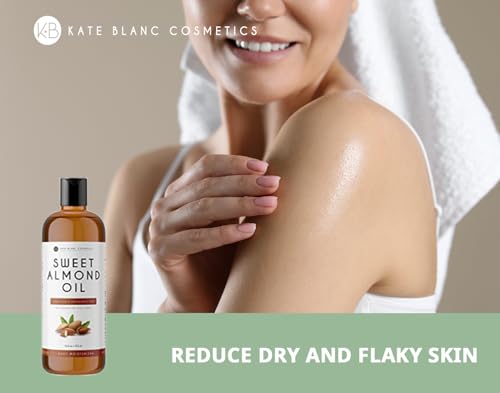 Kate Blanc Cosmetics Sweet Almond Oil for Hair and Skin (16oz) 100% Pure, Cold Pressed Body Oil. Hexane Free Sweet Almond Oil for Skin, Hair Growth, Body Massage, Aromatherapy, Carrier Oil - Thumbnail 4