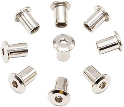 binifiMux 30pcs M6x12mm Rivet Countersunk Hex Socket Cap Insert Nuts, Joint Connector Nut for Furniture Beds Silver Tone Nickel Plated