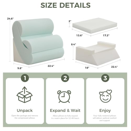 BDEUS Extra Thick 7PCS Wedge Pillow Set for After Surgery, Back Pillow for Bed Sitting up, Orthopedic Foam Wedge Pillow for Acid Reflux Sleep Apnea Pain Relief, Post Surgery Pillow for GERD & Snoring by BDEUS - Used condition - Image 9