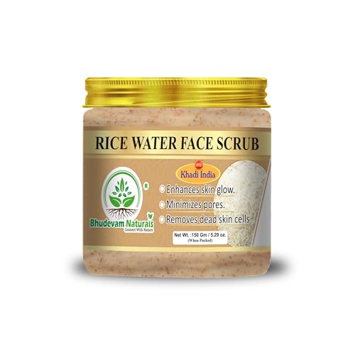 Image of Khadi Rice Water Face Scrub with Natural Exfoliating Beads | Brightening & Hydrating Scrub for Glowing Skin | Gentle Exfoliation, Deep Cleansing | For All Skin Types - 150GM