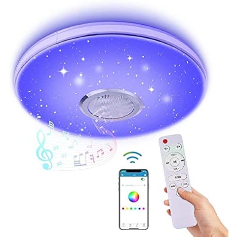 WZTO 36W LED Music Ceiling Light with Bluetooth Speaker and Smartphone APP Control Cover