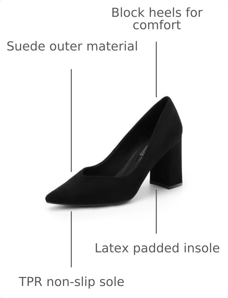 Image of DREAM PAIRS Womens High Chunky Closed Toe Block Heels | Pointed Toe Wedding Party Elegant Slip On Pumps Shoes