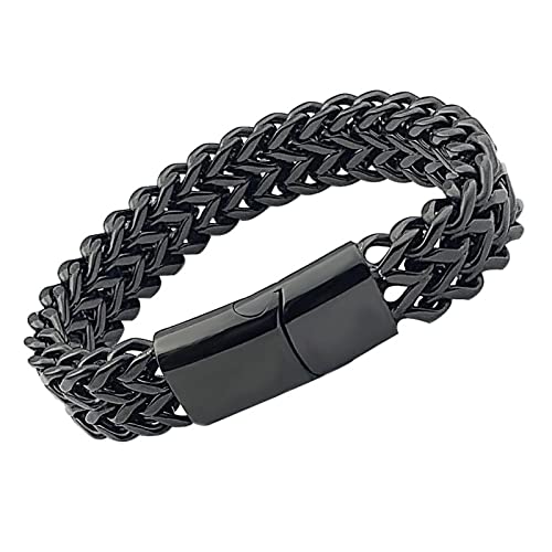 Pulsera de joyería para hombre, pulsera de acero de titanio dominante para hombre, pulsera de acero inoxidable, pulsera tejida positiva y negativa, talla única, Acero inoxidable, Sin piedras preciosas