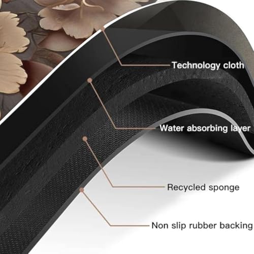 Image of Kitchen Anti Slip Mat for Floor, Waterproof Washable Kitchen Mats, Non Slip Kitchen Floor Mats for Home, Soft Mats for Kitchen, Kitchen Mats for Floor Anti Slip (Floral - Flower)