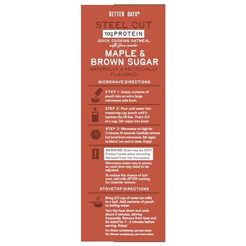 Better Oats PP-GRCE33895 Steel Cut Protein Oatmeal Packets, Maple And Brown Sugar Oatmeal thumb #5