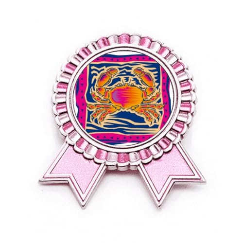 Pin's constellation Cancer broche badge métal rose gravure médaille taille M